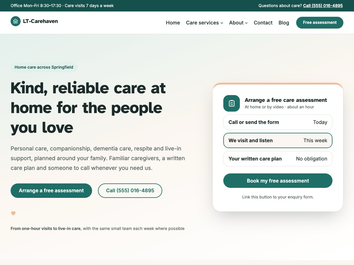 LT Carehaven theme homepage