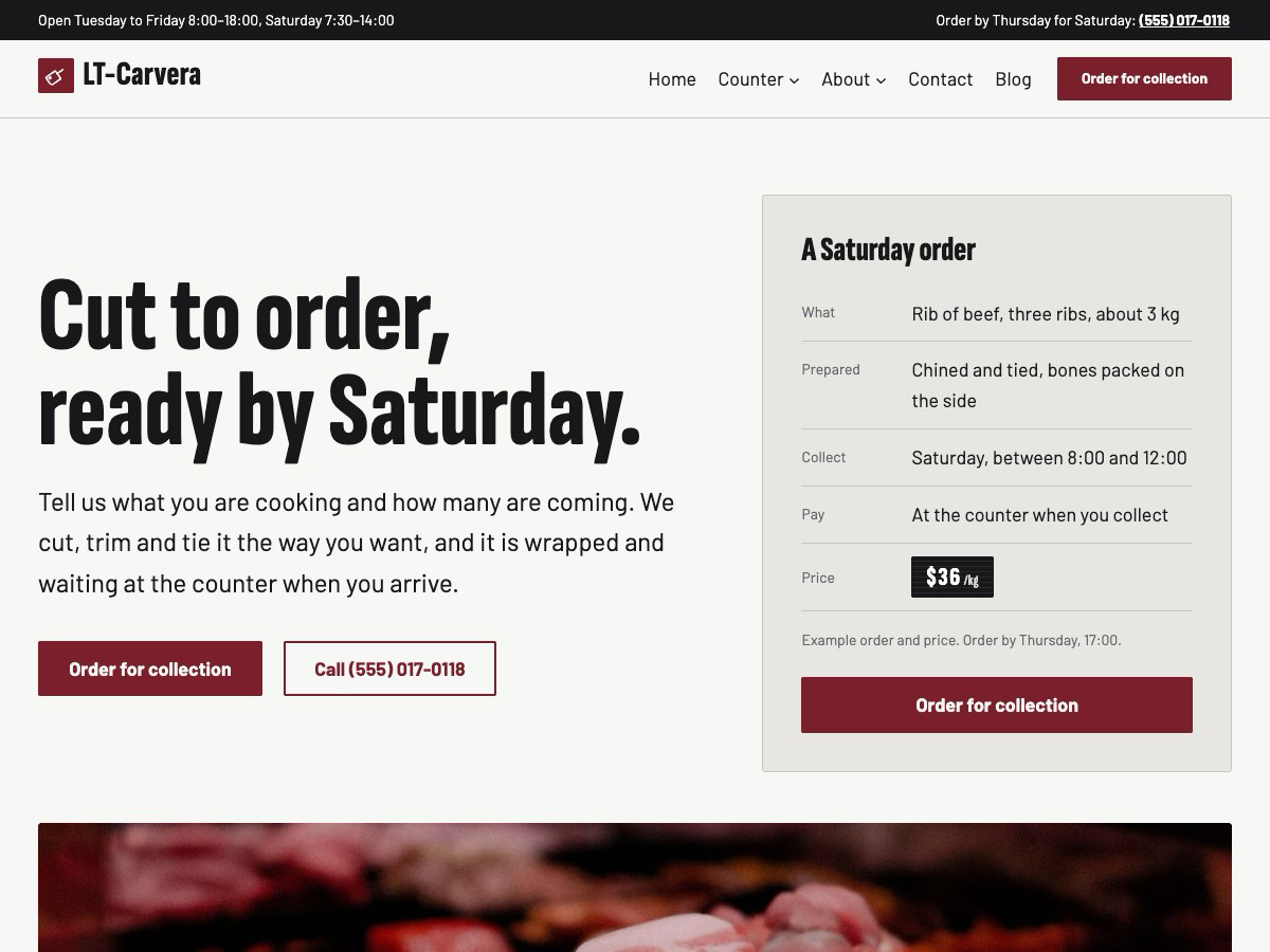 LT Carvera theme homepage