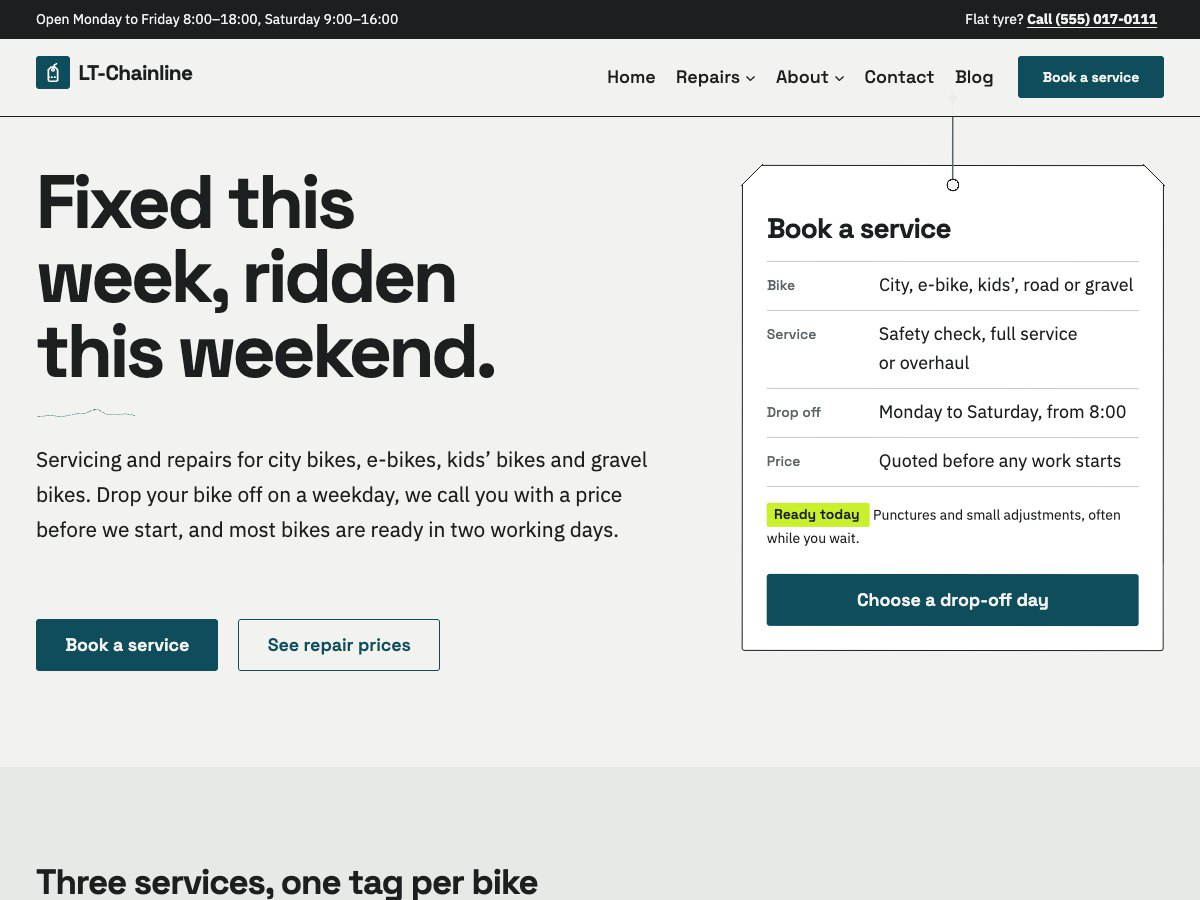 LT Chainline theme homepage