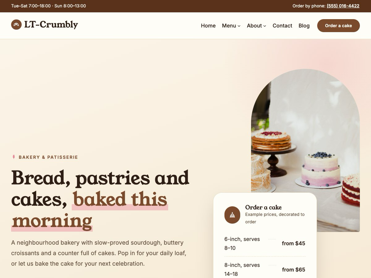 LT Crumbly theme homepage