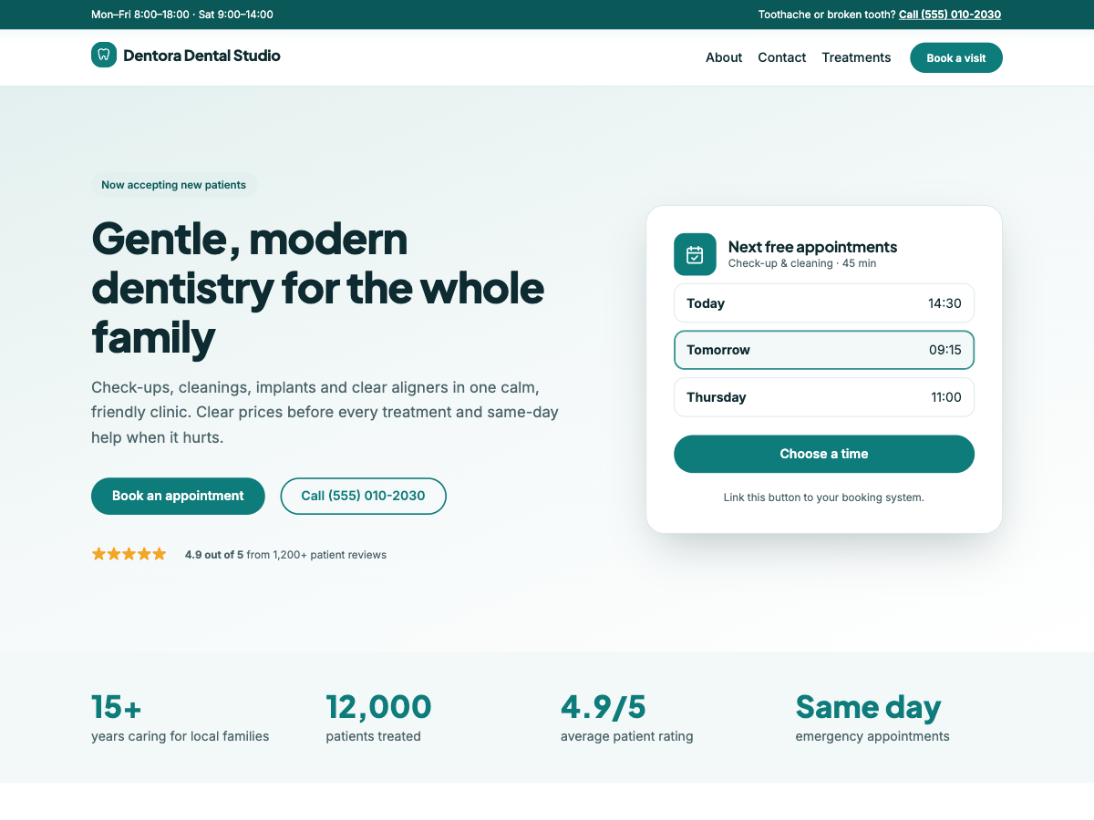 LT Dentora theme homepage