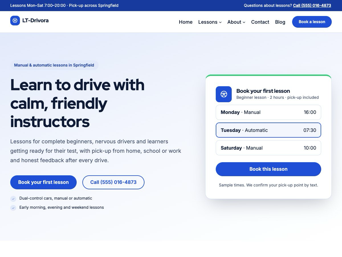 LT Drivora theme homepage