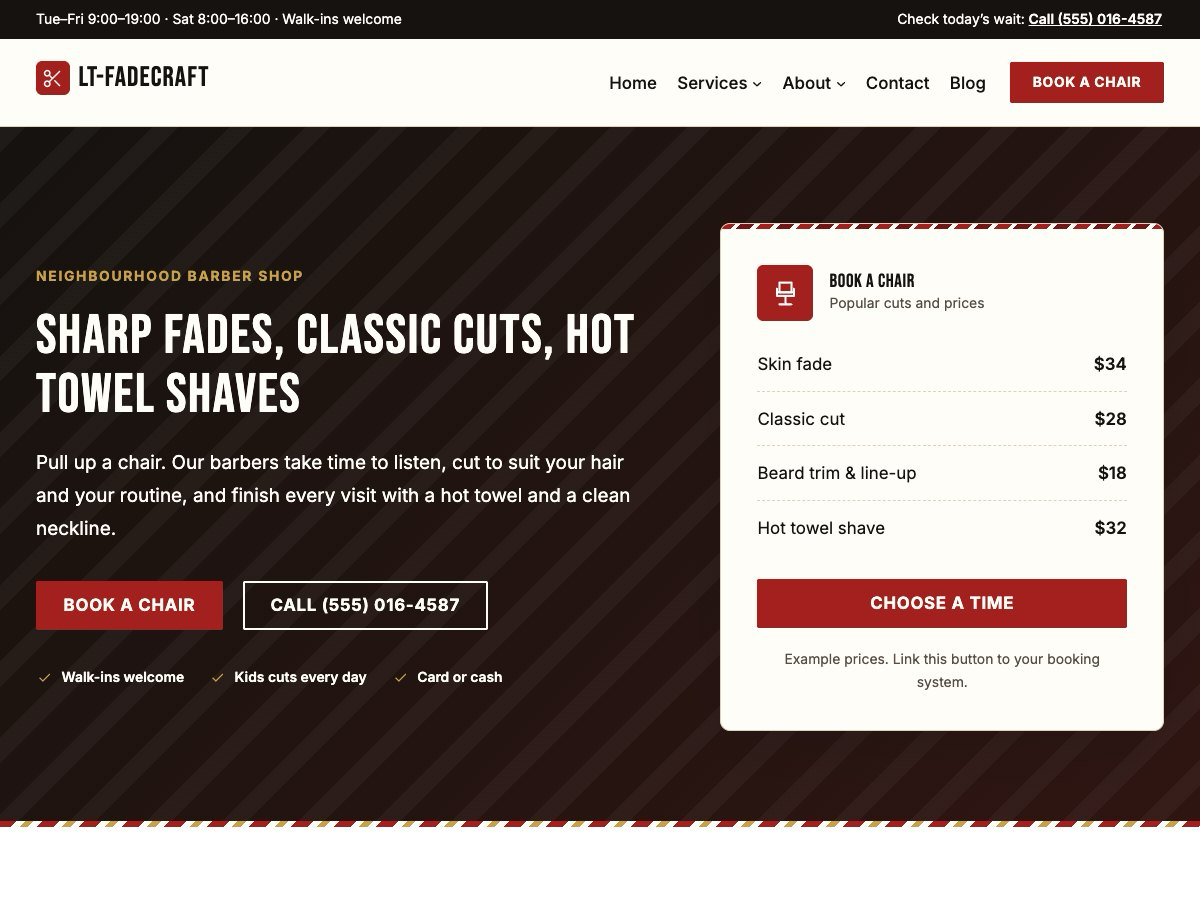LT Fadecraft theme homepage