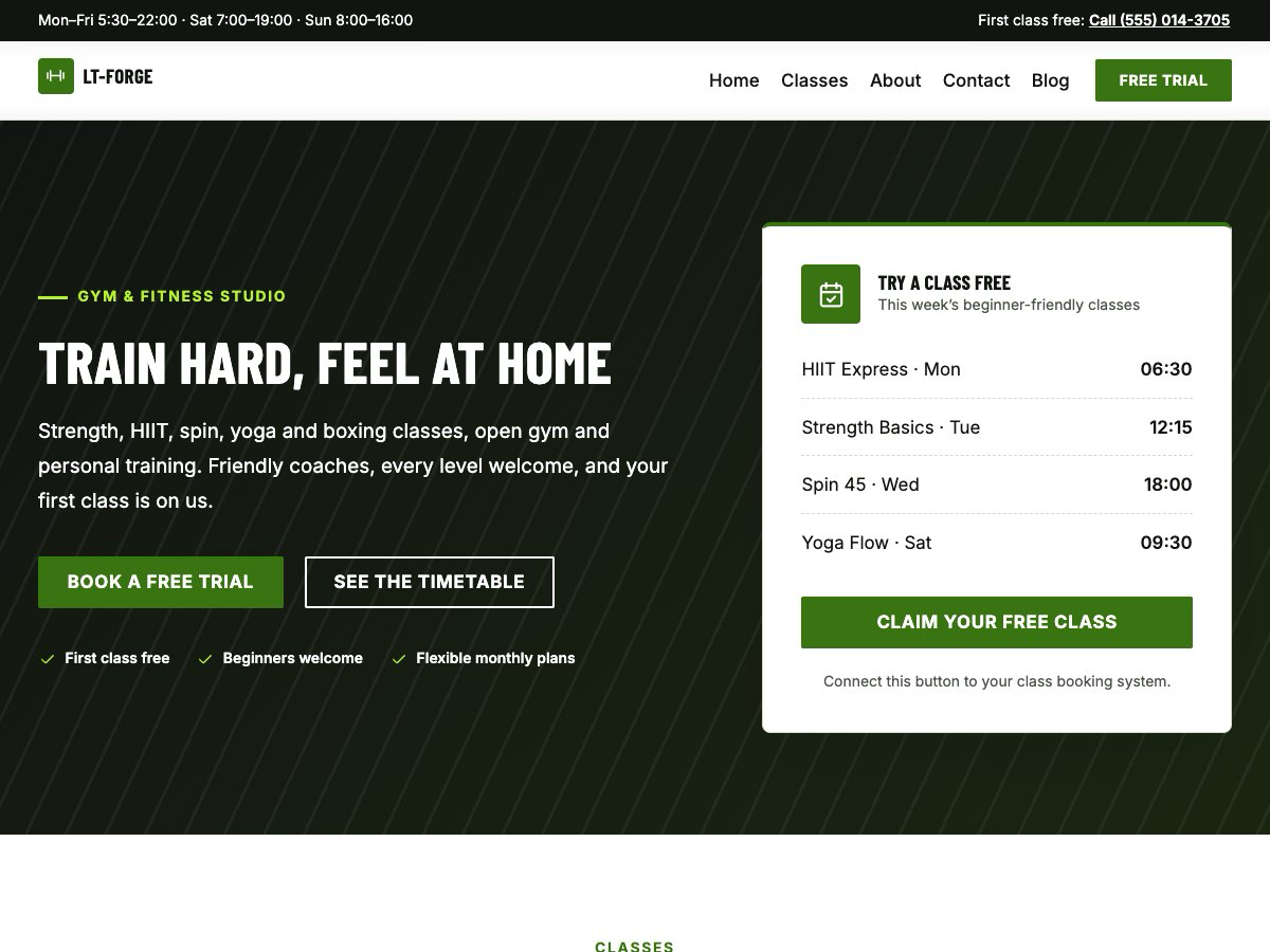 LT Forge theme homepage