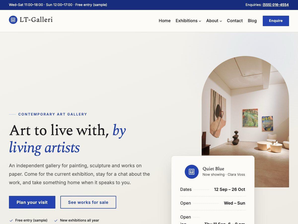 LT Galleri theme homepage