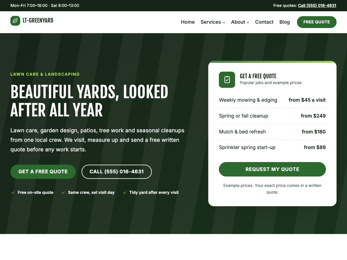 LT Greenyard theme homepage