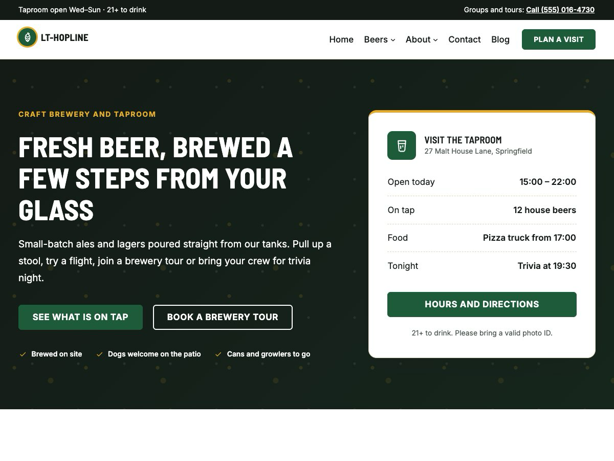 LT Hopline theme homepage