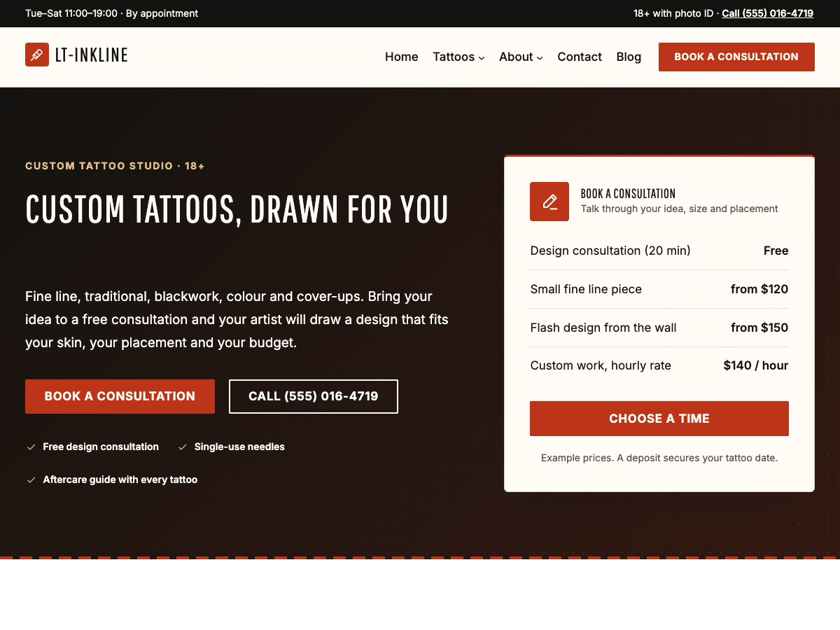 LT Inkline theme homepage