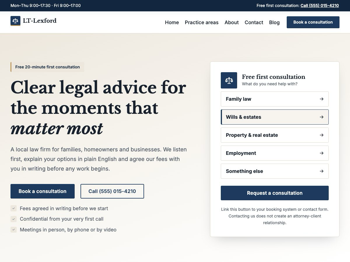 LT Lexford theme homepage
