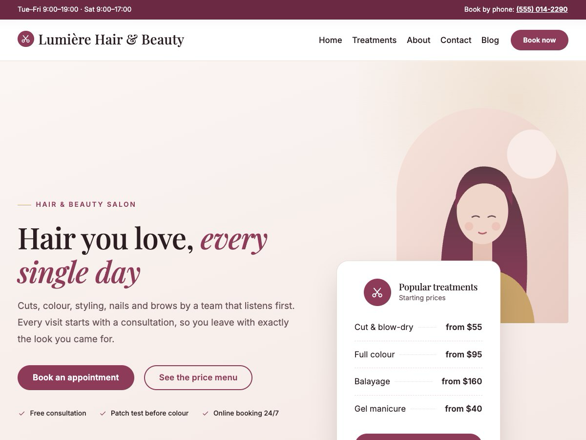 LT Lumière theme homepage