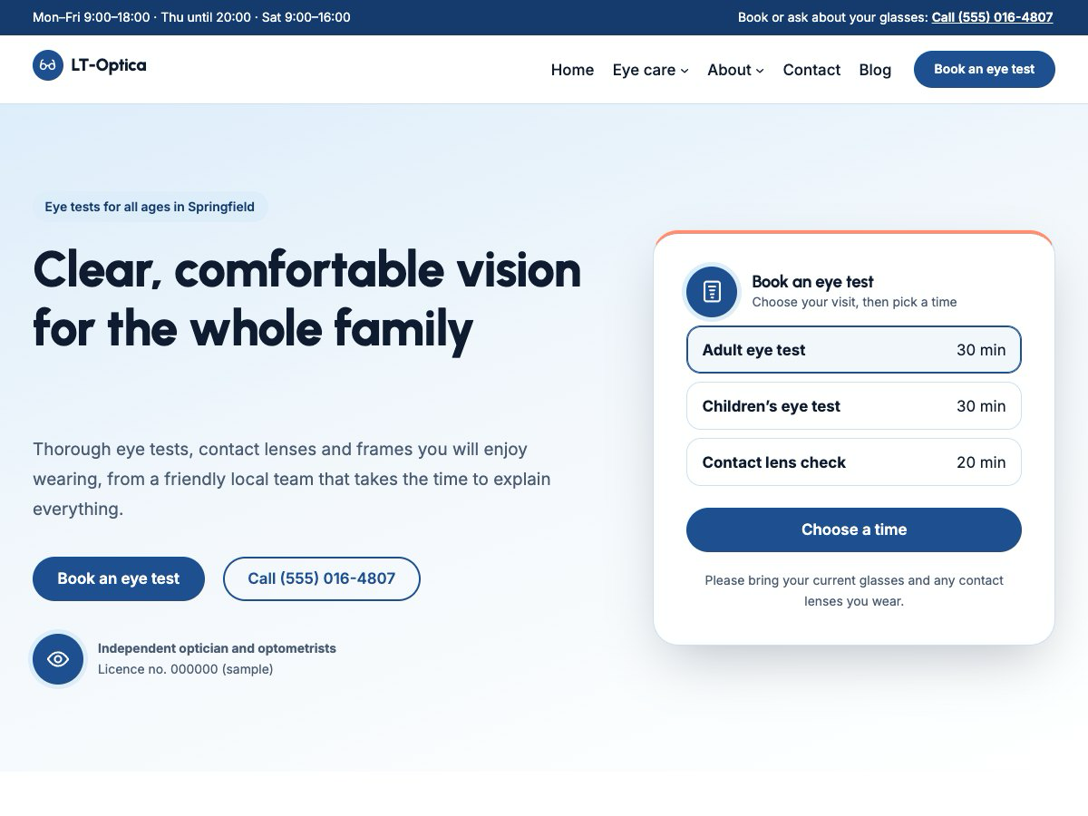 LT Optica theme homepage