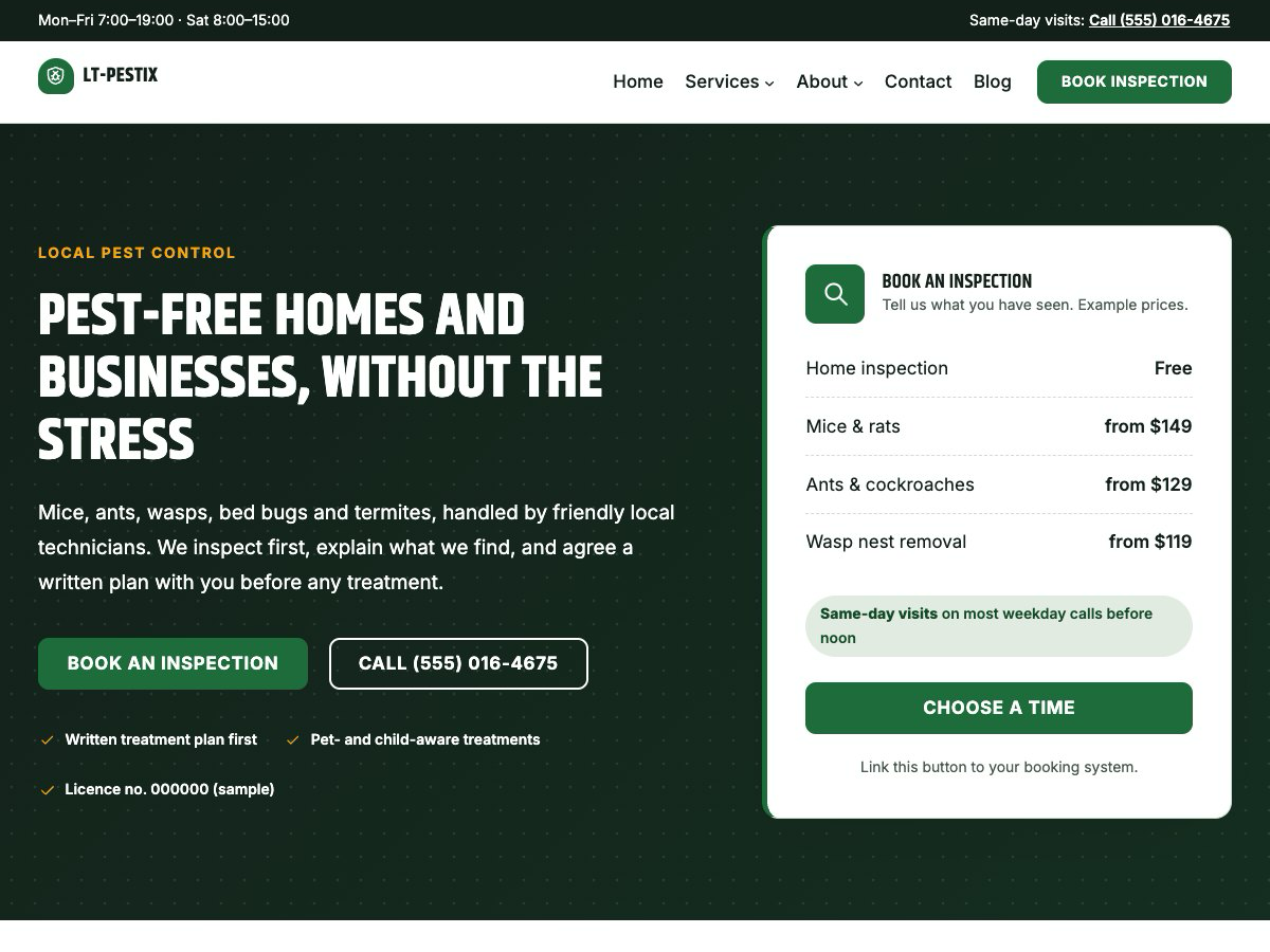 LT Pestix theme homepage