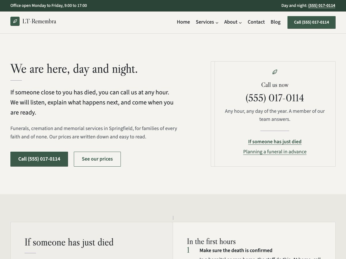 LT Remembra theme homepage