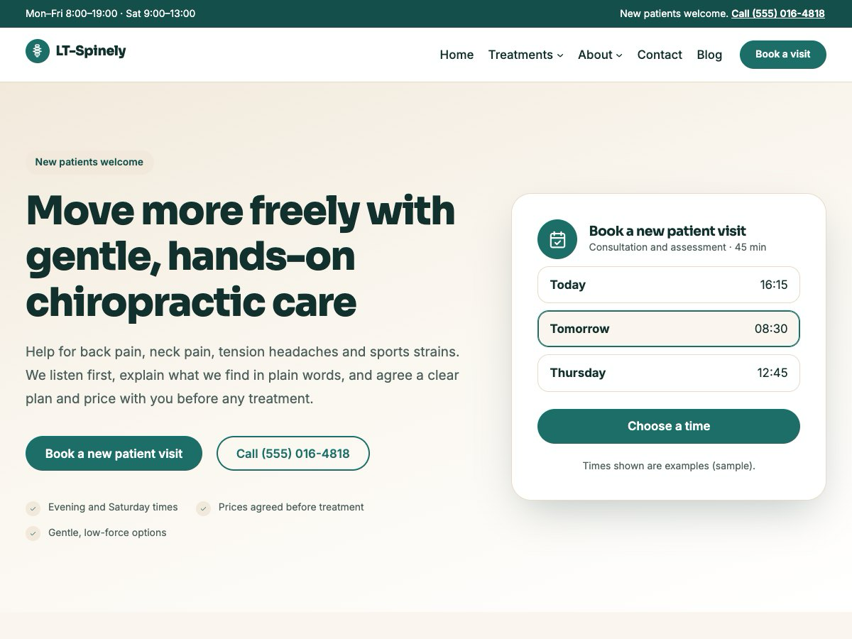 LT Spinely theme homepage