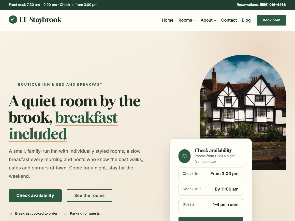 LT Staybrook theme homepage