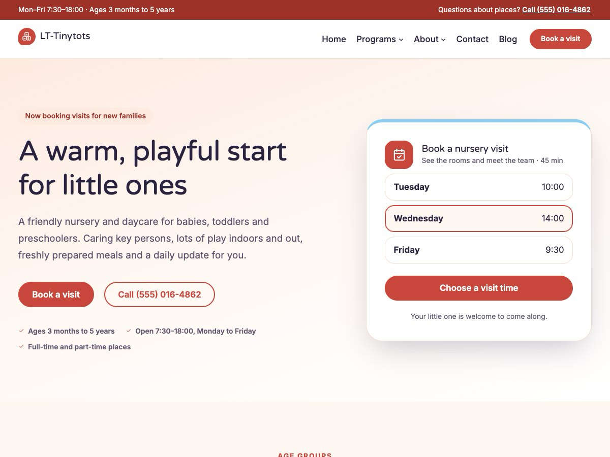 LT Tinytots theme homepage