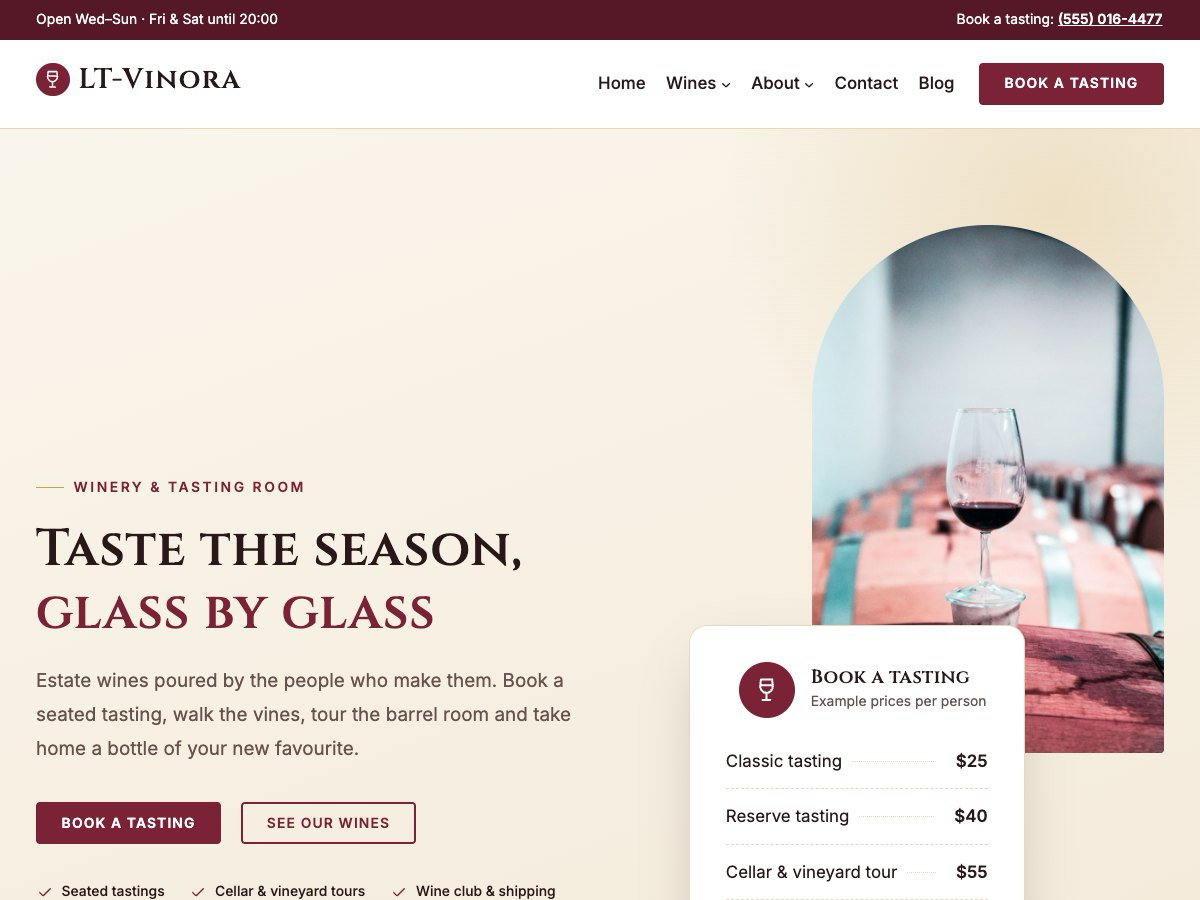 LT Vinora theme homepage