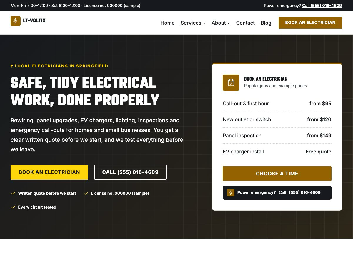 LT Voltix theme homepage
