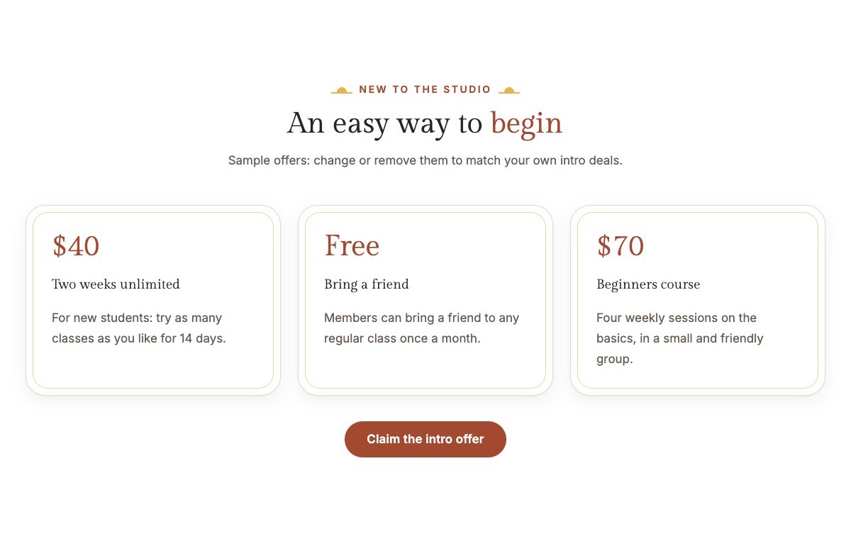 Intro offer