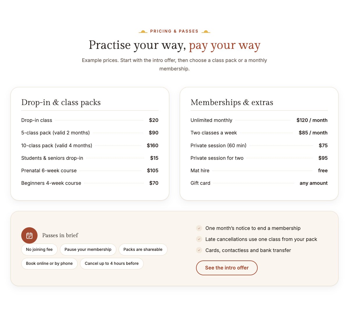 Pricing and passes
