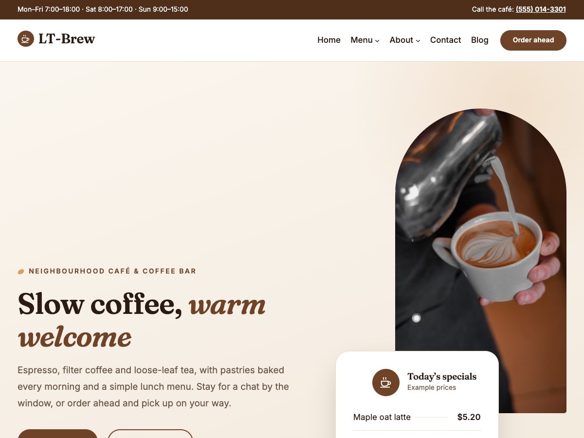 LT Brew homepage