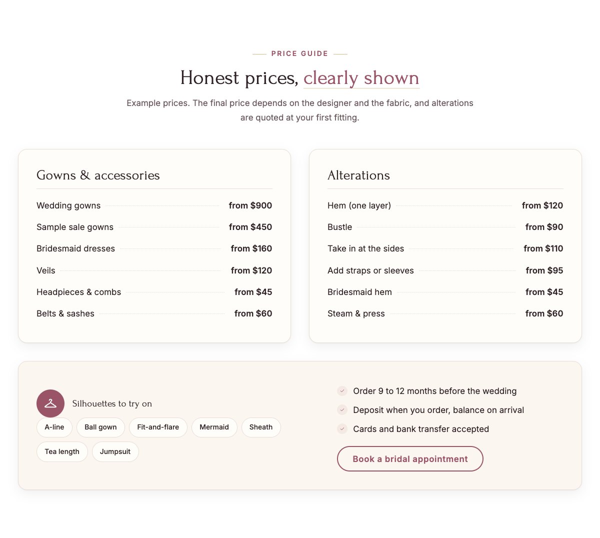 Price guide