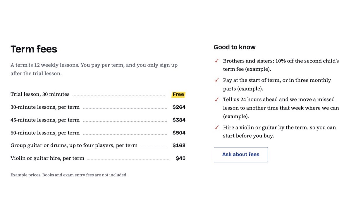 Term fees