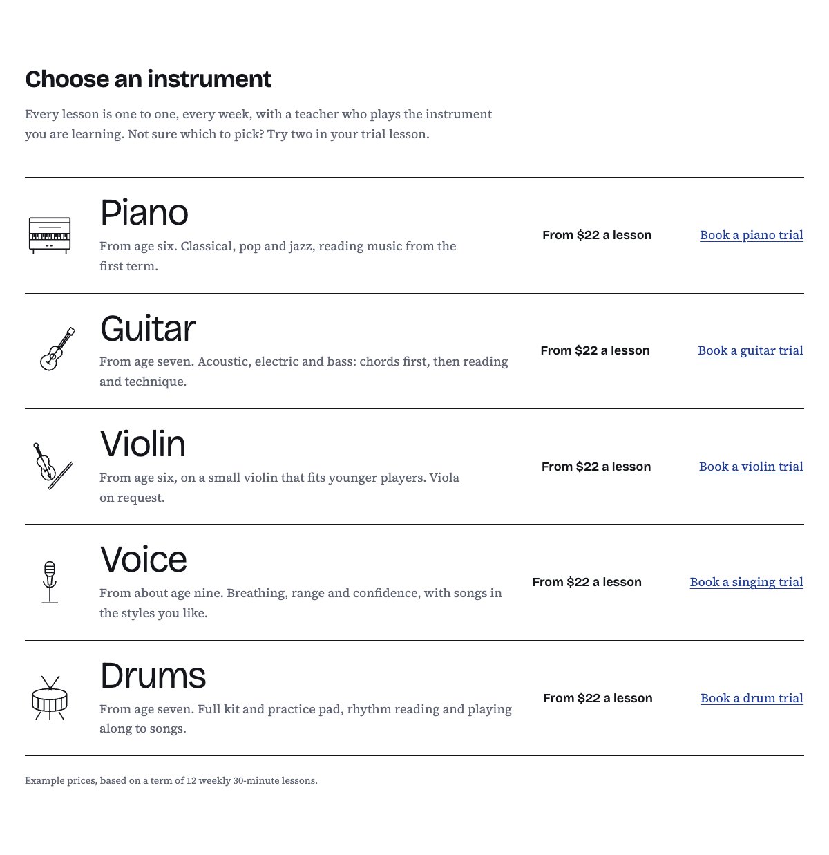Instruments programme