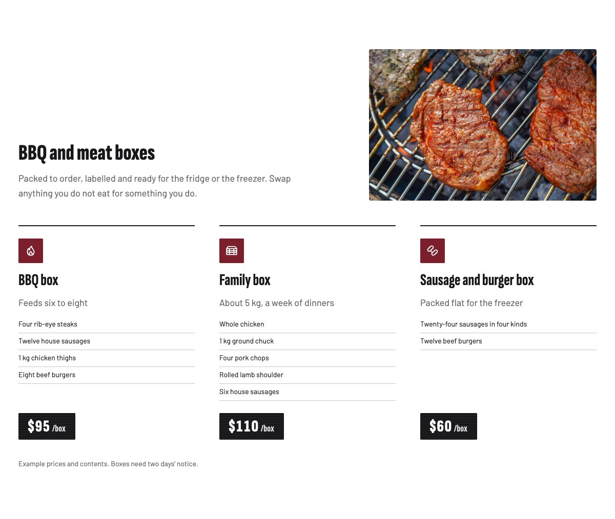 BBQ and meat boxes