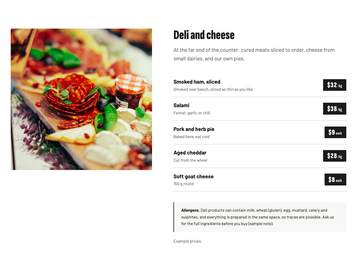 Deli and cheese