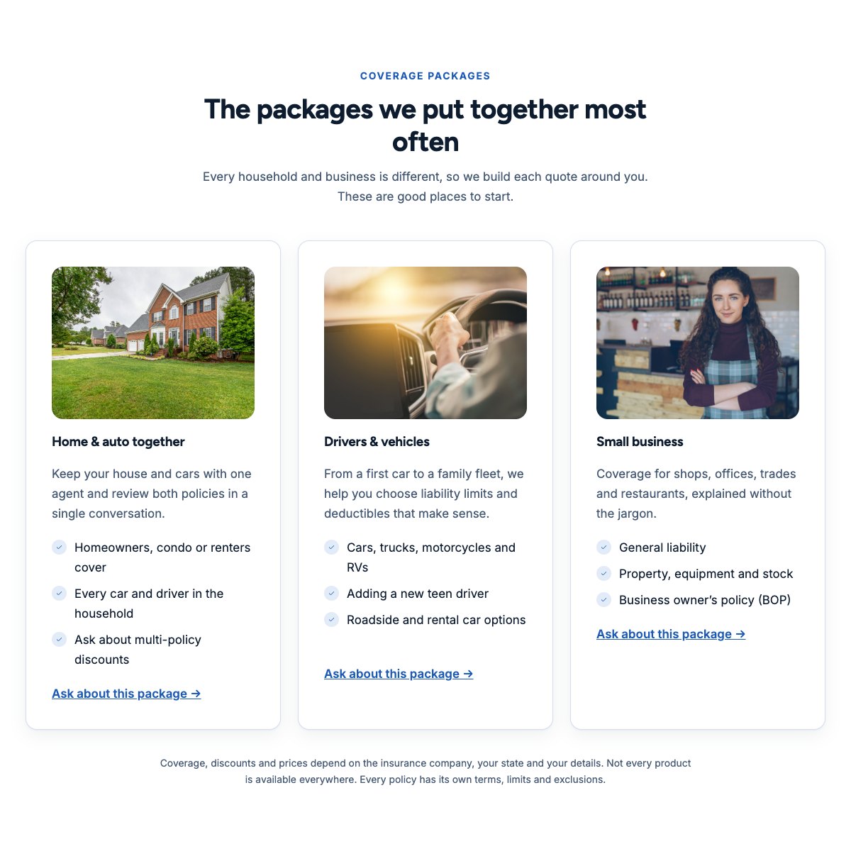 Coverage packages
