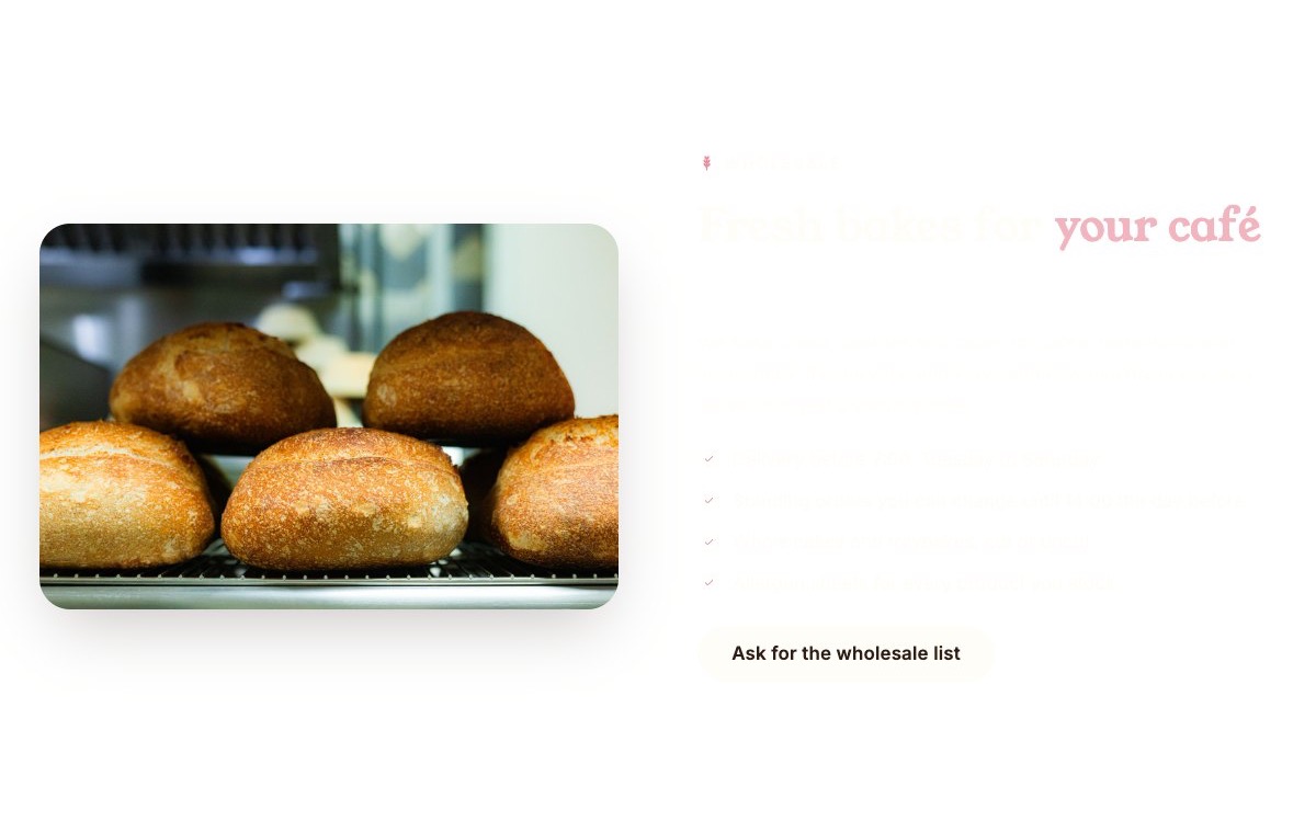 Wholesale for cafés