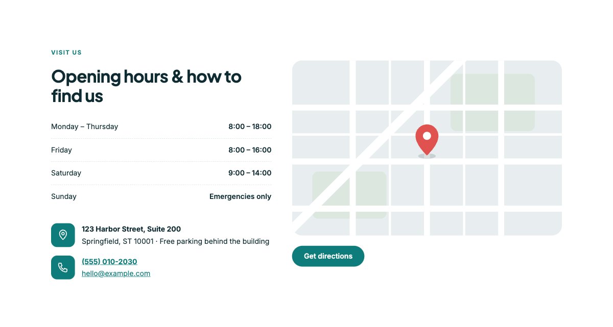 Opening hours and map