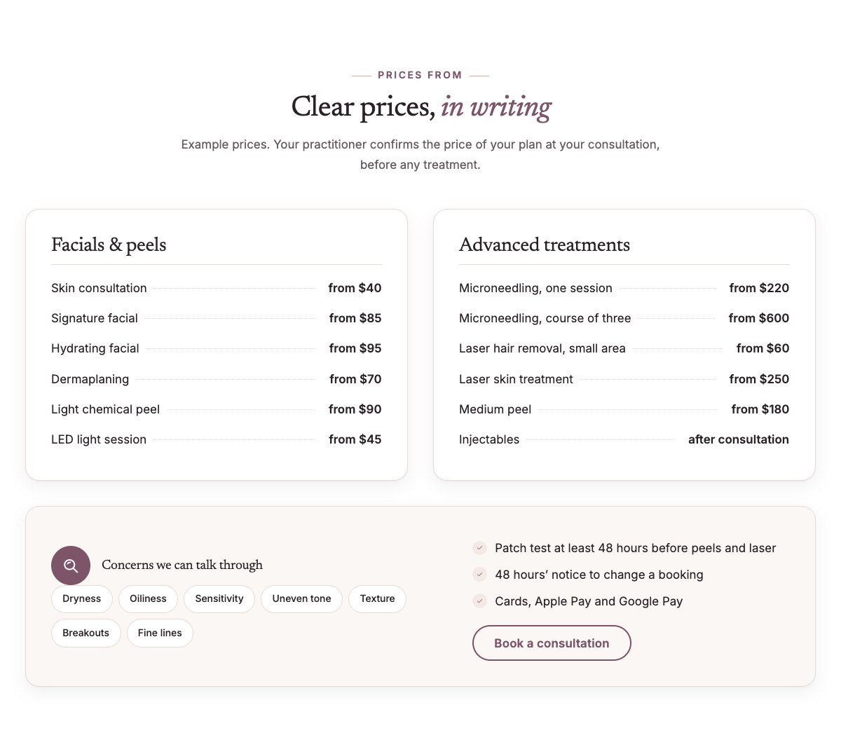 Prices from