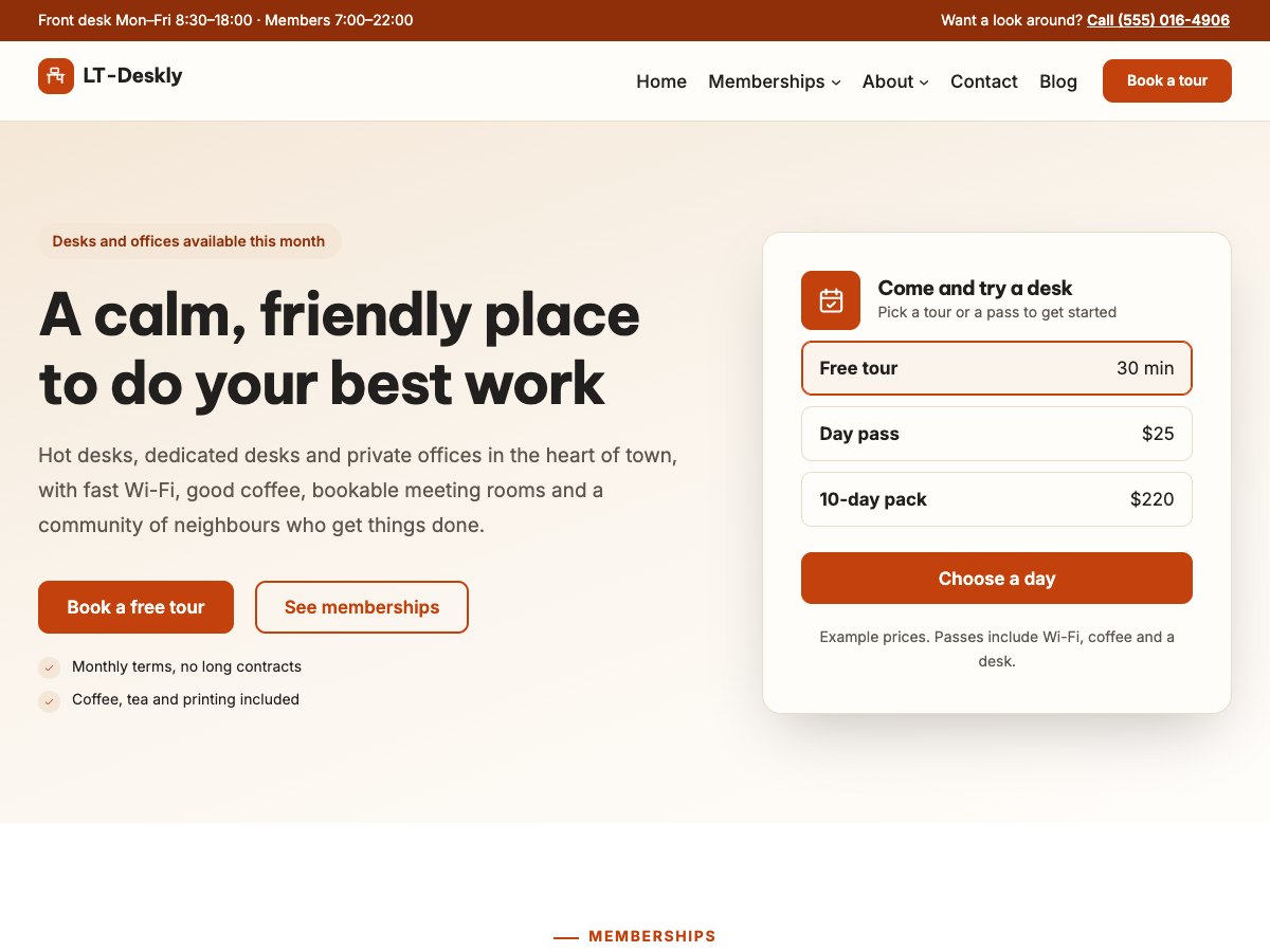LT Deskly homepage