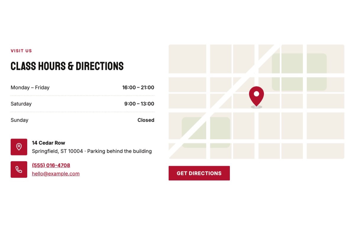 Class hours and map