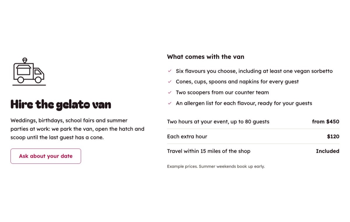 Van hire for events