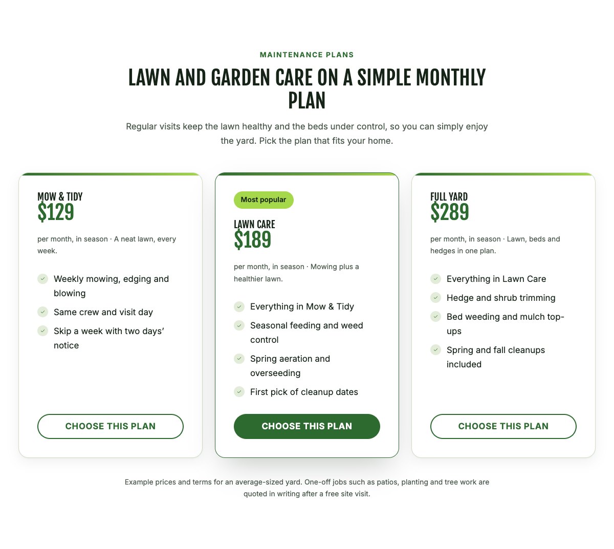 Maintenance plans