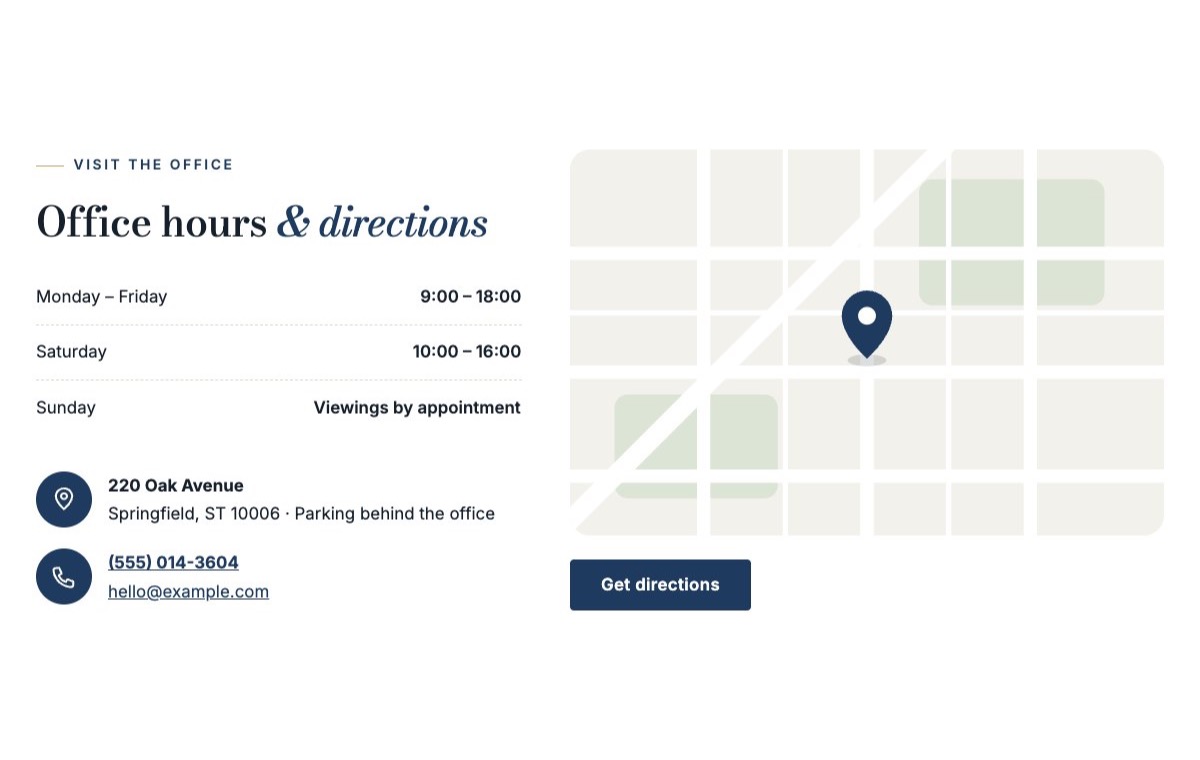 Office hours and map