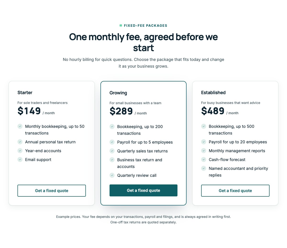 Fixed-fee packages