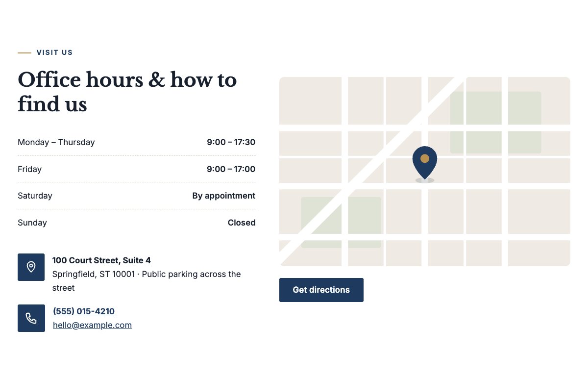Office hours and map