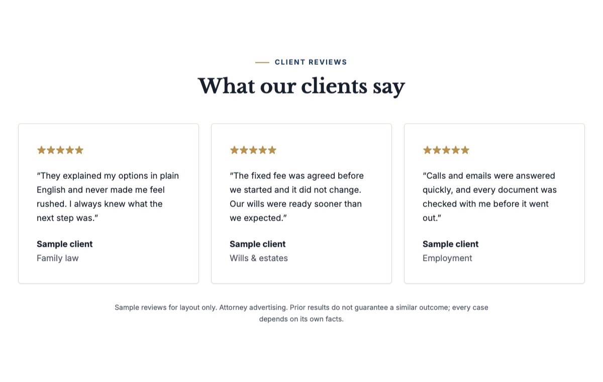 Client reviews