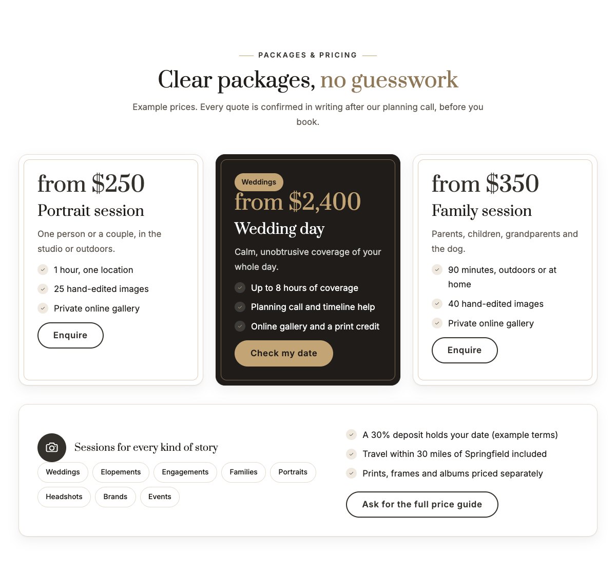Packages & pricing