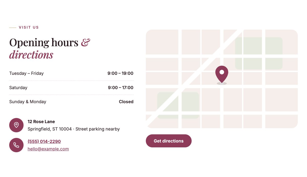 Opening hours and map