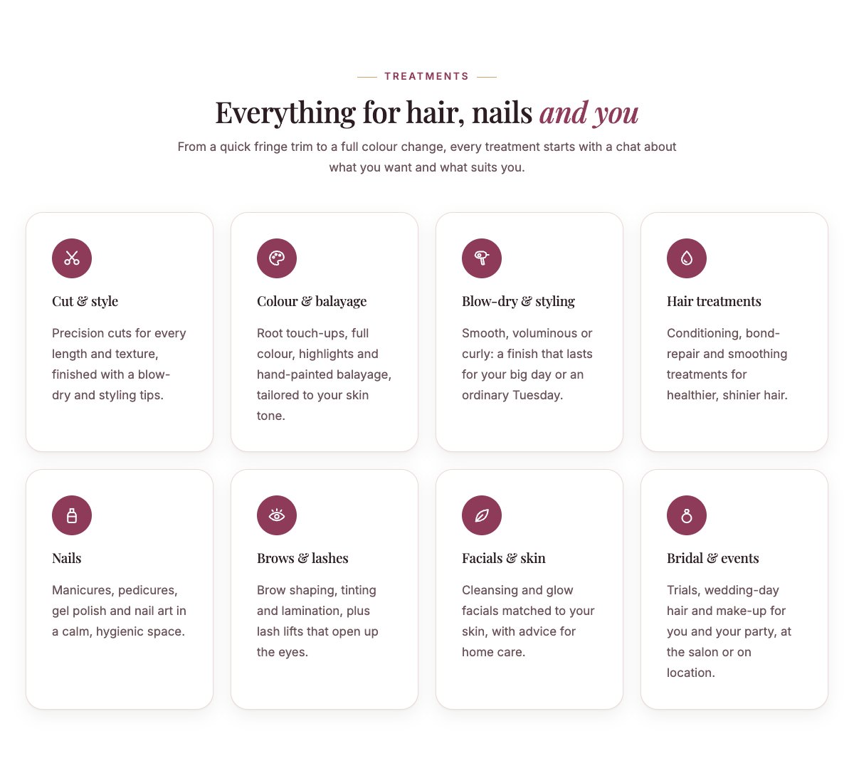 Treatments grid