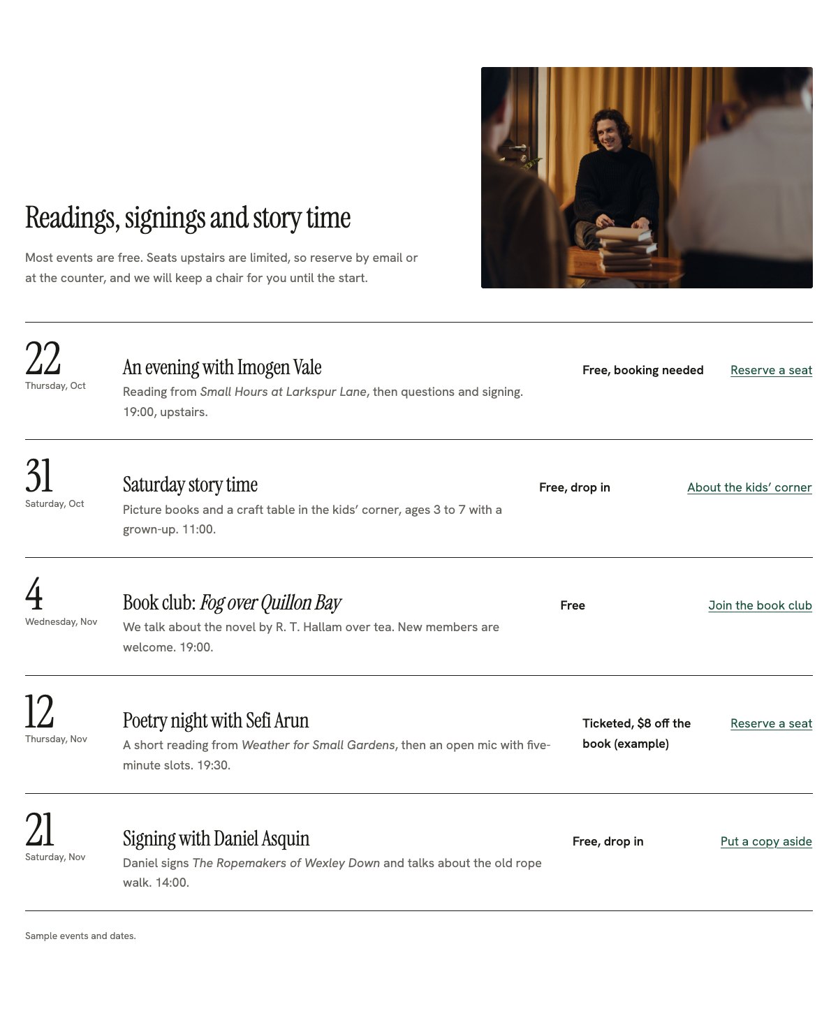 Events programme