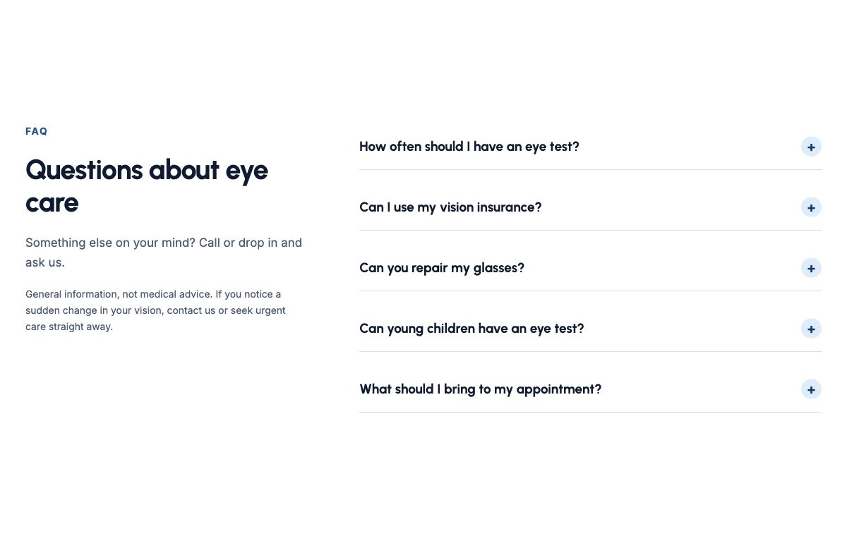 Eye care FAQ
