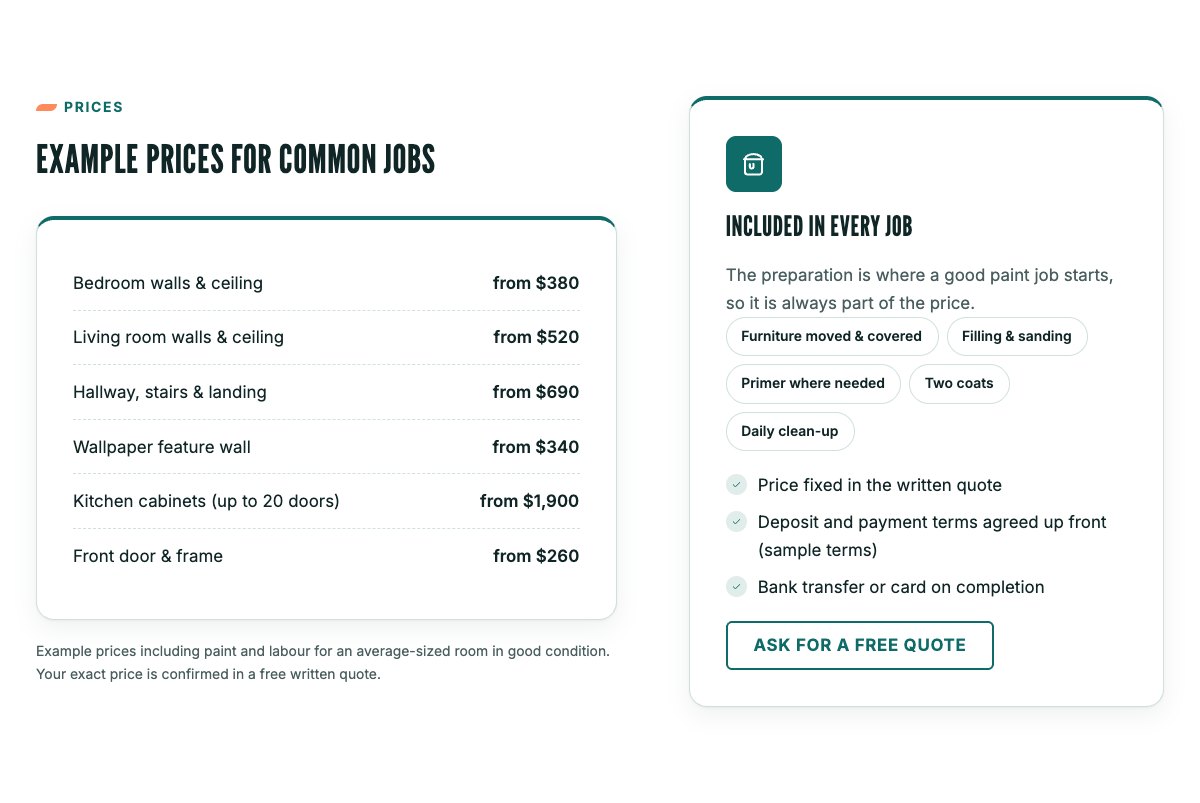 Example prices