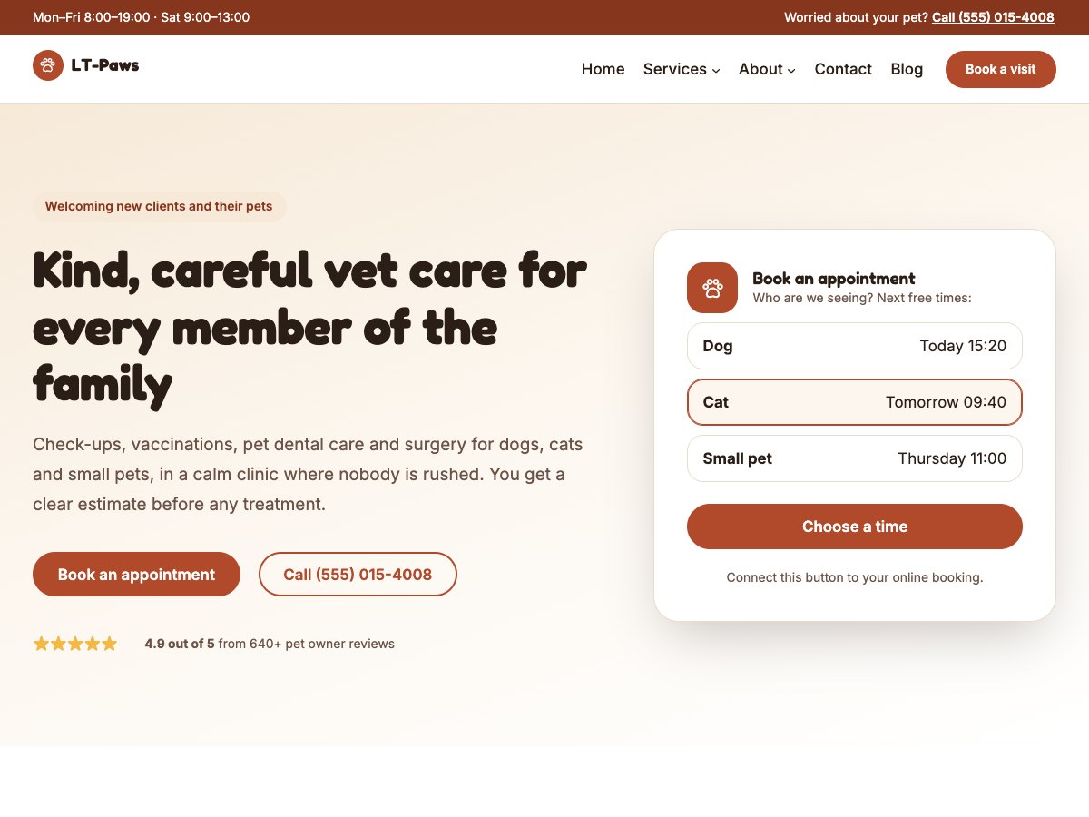 LT Paws homepage