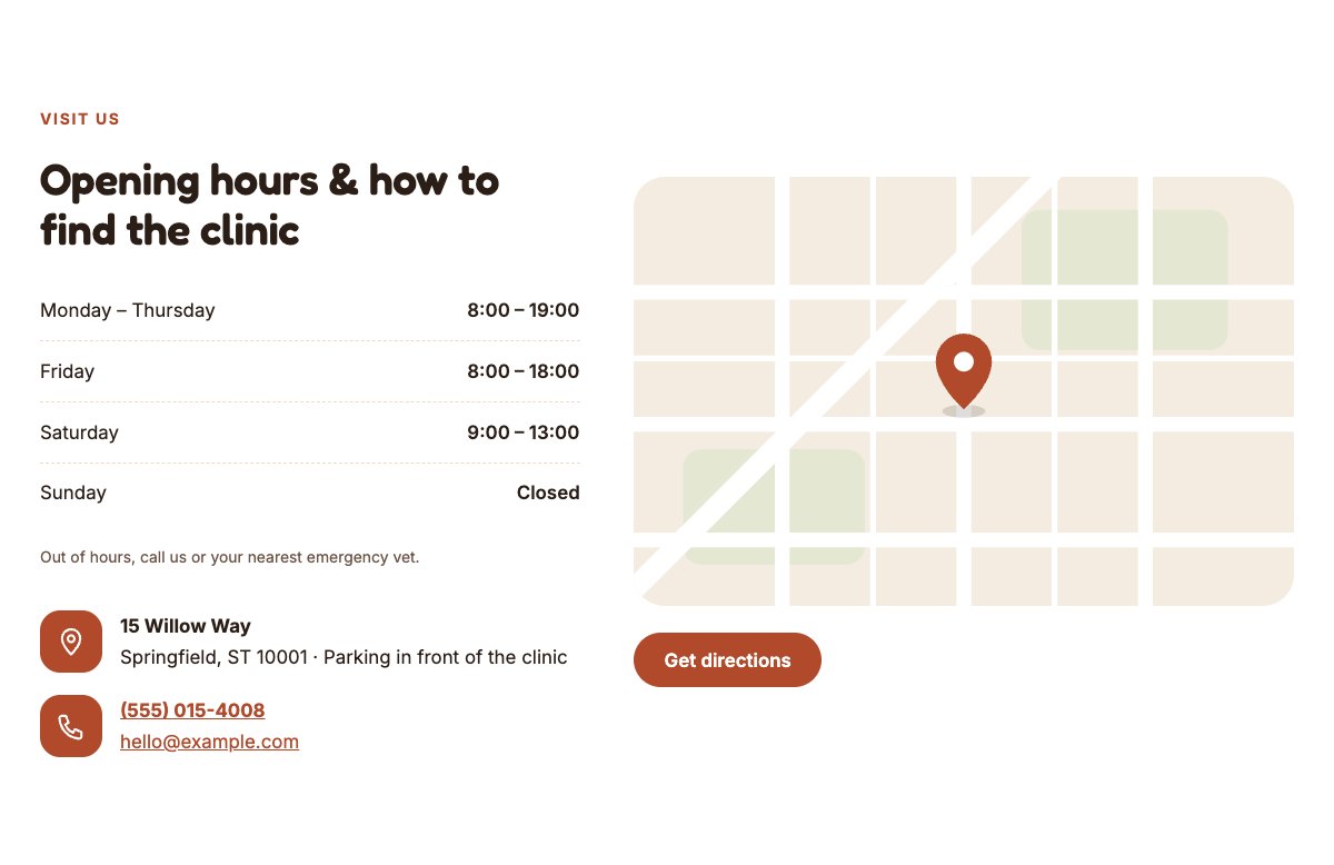 Opening hours and map